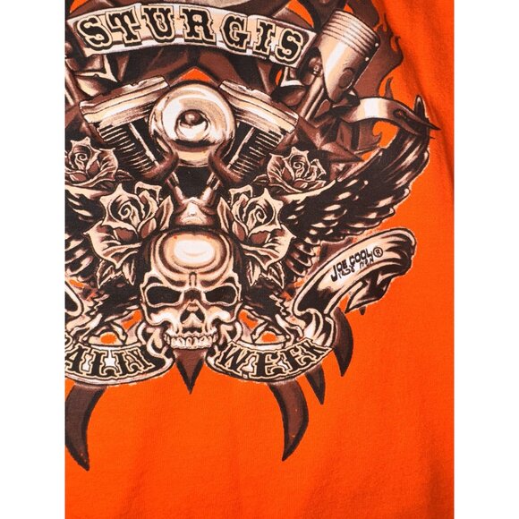 Gildan Orange Sturgis 2005 Sleeveless Shirt XL Graphic Tee Cotton - Picture 11 of 12